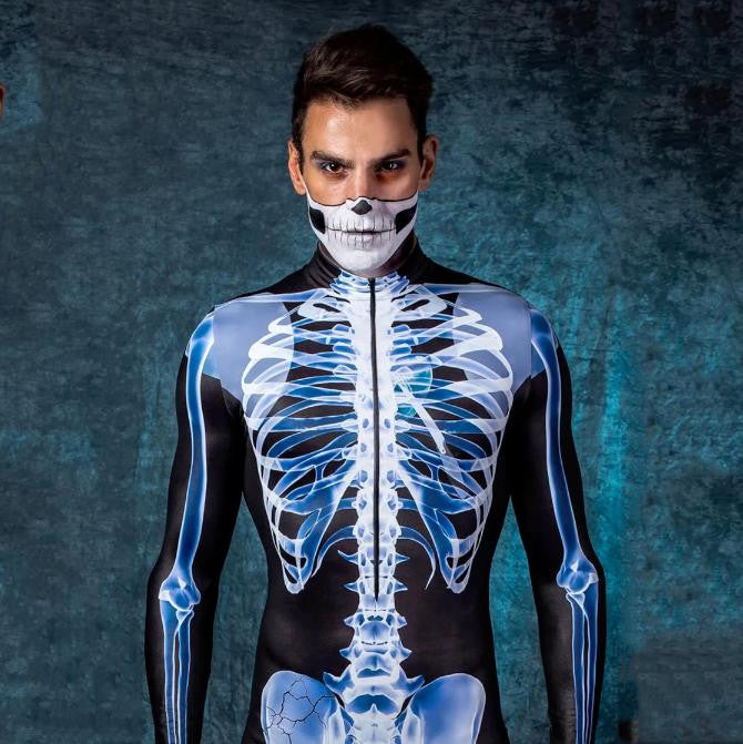 Skeleton Bodysuit Costume with X-Ray Print Design, Men