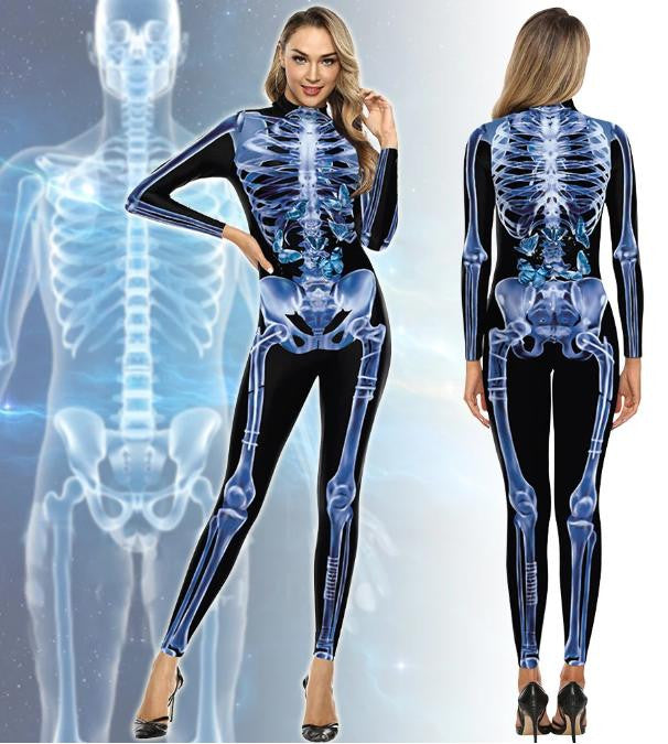 Skeleton Bodysuit Costume with X-Ray Print Design, Women