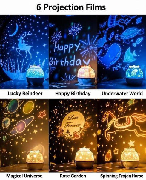 Star Projector Night Light with 6 Film Themes and Rotation - view 2