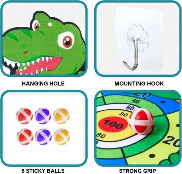 Sticky Ball Dart Set with Dinosaur Target and Bow - view 3