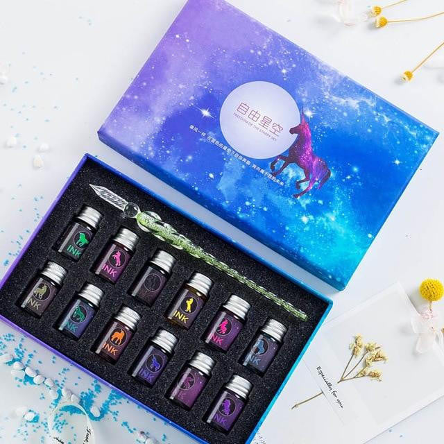 Glass Dip Pen Set with Crystal Holder and Ink - view 6