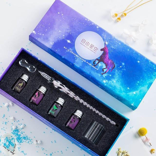 Glass Dip Pen Set with Crystal Holder and Ink - view 10