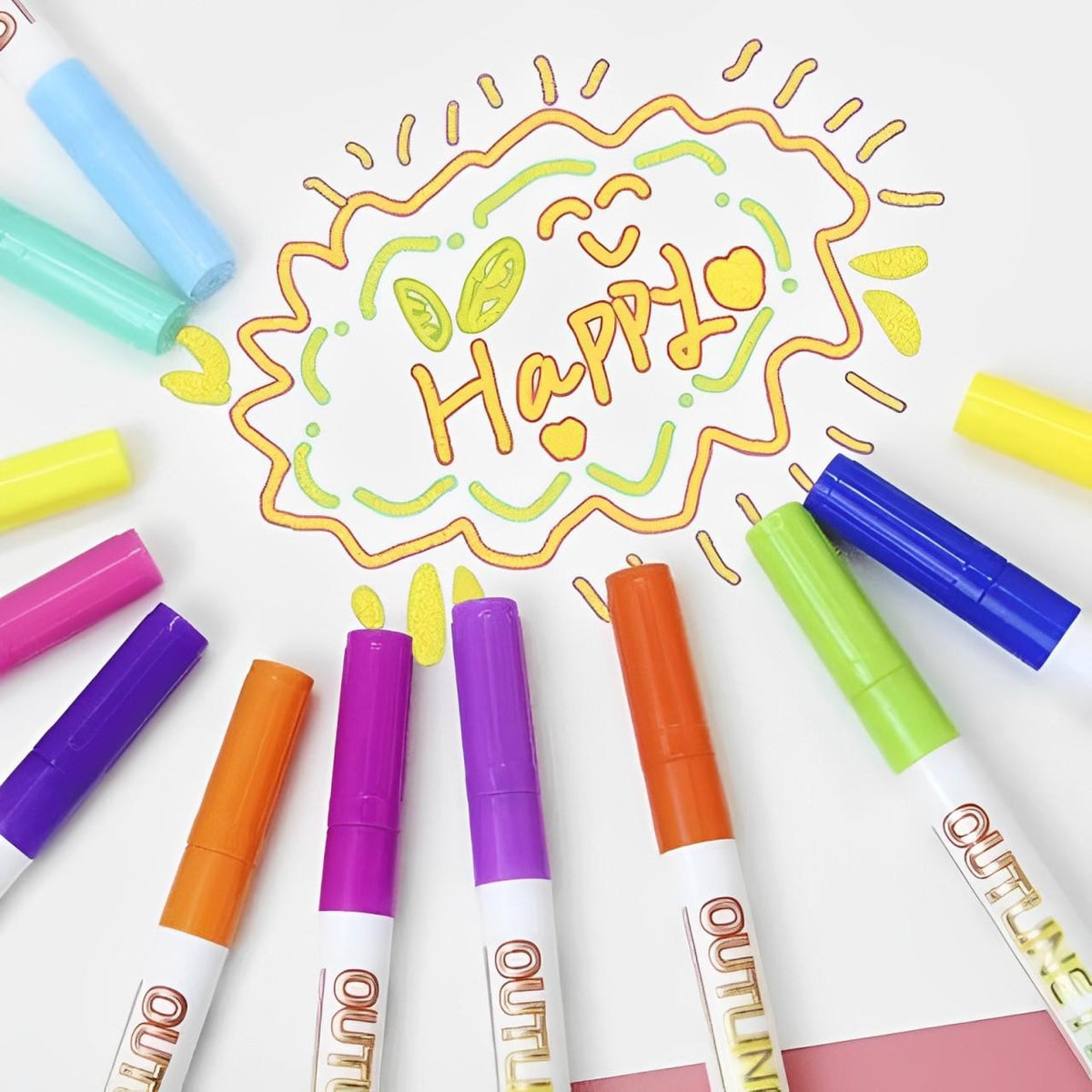 Outline Markers with Dual-Line Effect Set of 8 or 12 - view 4