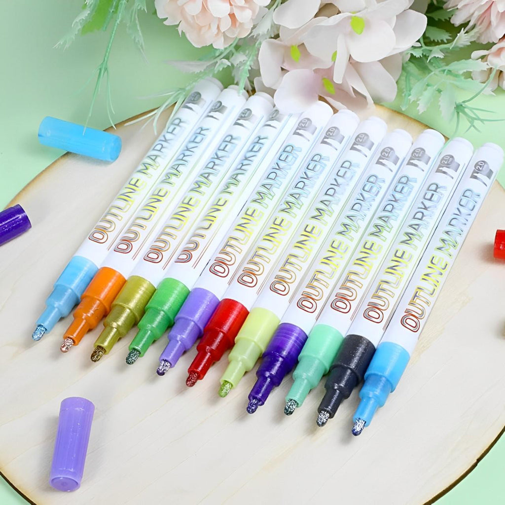 Outline Markers with Dual-Line Effect Set of 8 or 12 - view 8