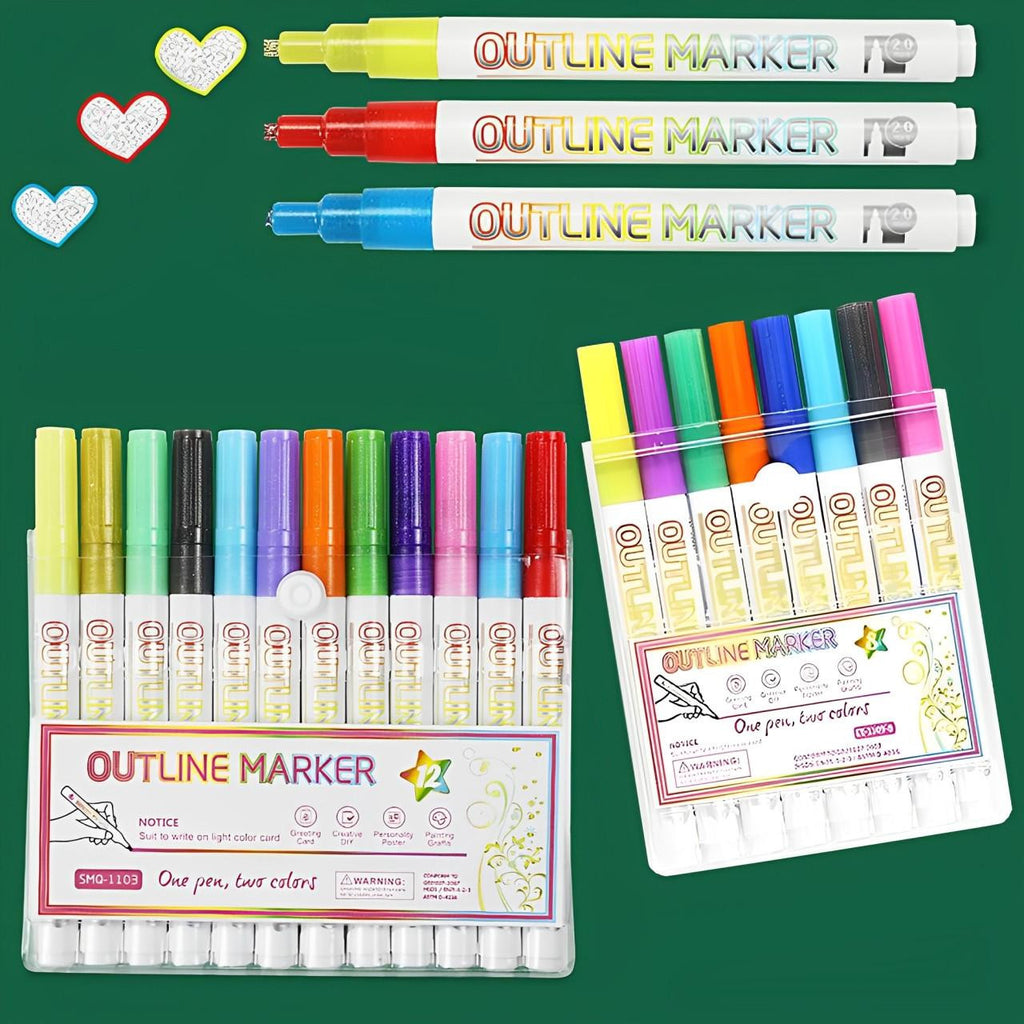 Outline Markers with Dual-Line Effect Set of 8 or 12 - view 9