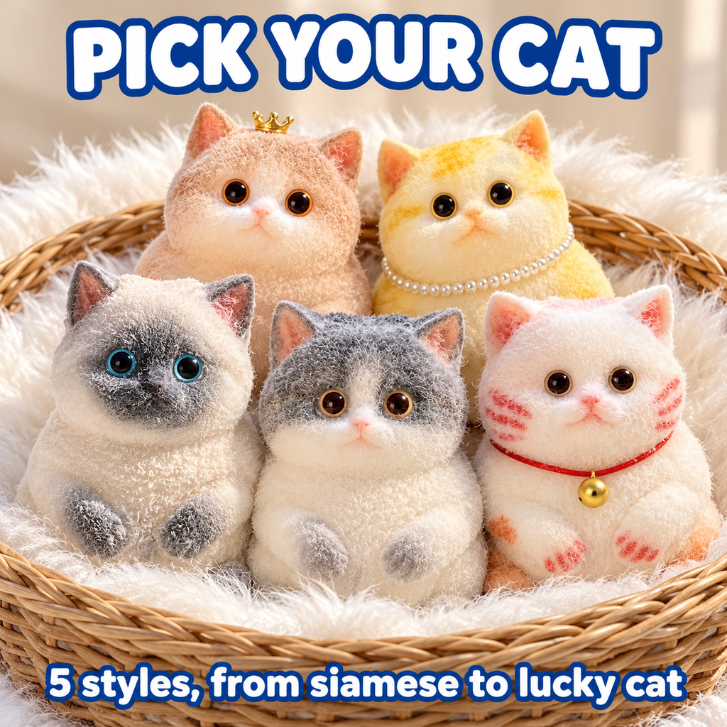 Five taba cat squishies to pick from in a basket