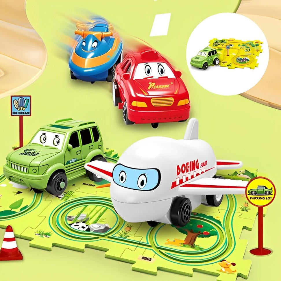 Puzzle Track Car Mat with Modular Road Sections - view 10