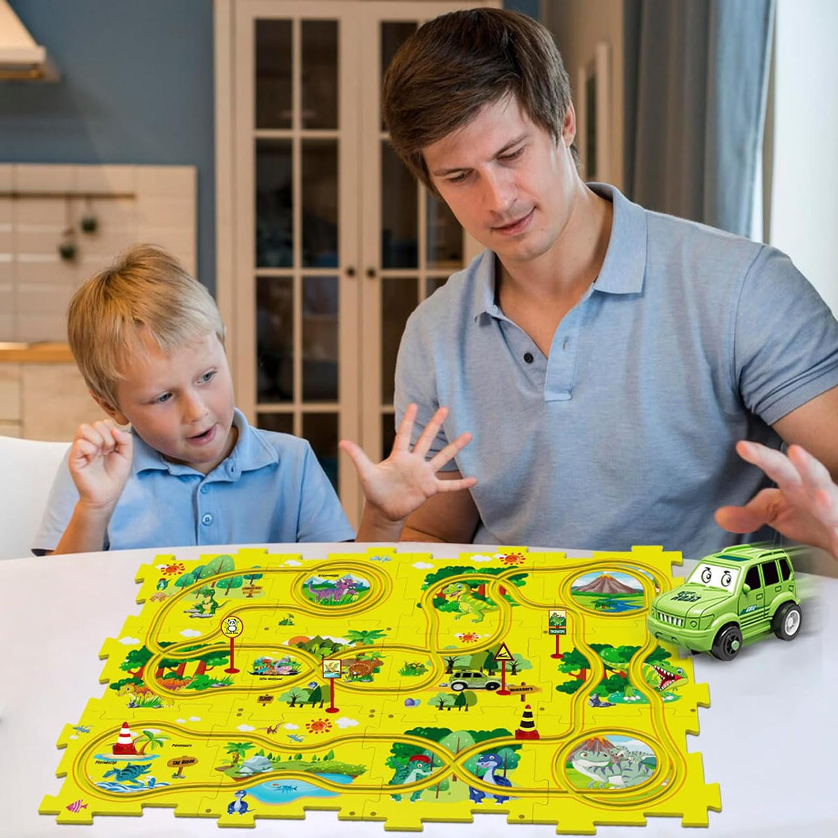 Puzzle Track Car Mat with Modular Road Sections - view 7