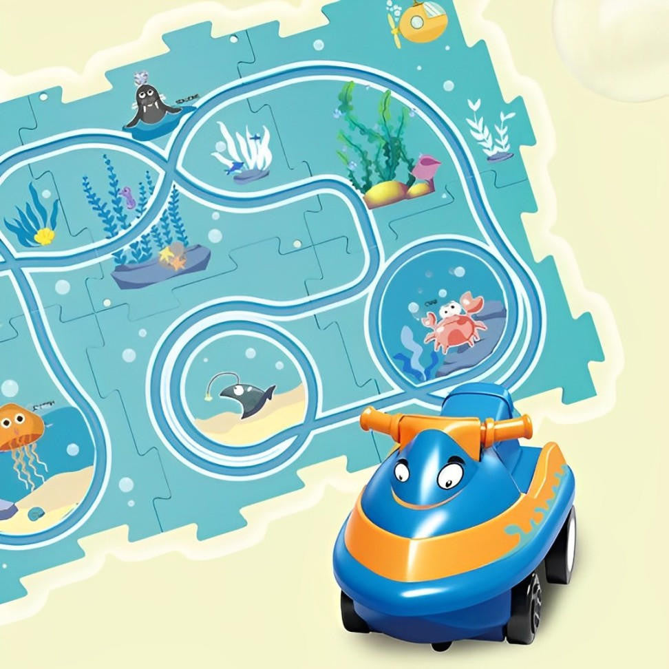 Puzzle Track Car Mat with Modular Road Sections - view 8