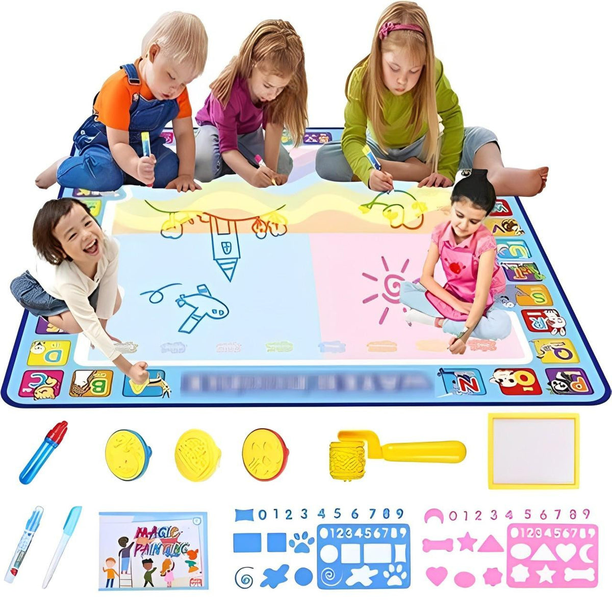 Water Drawing Mat with Educational Border and Accessories - view 3