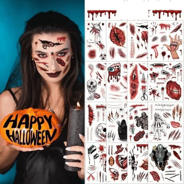 Halloween Temporary Tattoos - Realistic Face & Body Decals - view 2