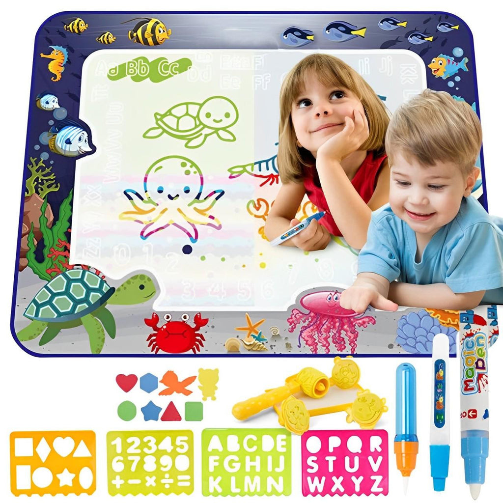Water Drawing Mat with Educational Border and Accessories, C - 39 x 31 in