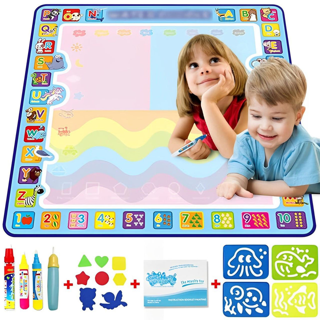 Water Drawing Mat with Educational Border and Accessories, E - 39 x 39 in