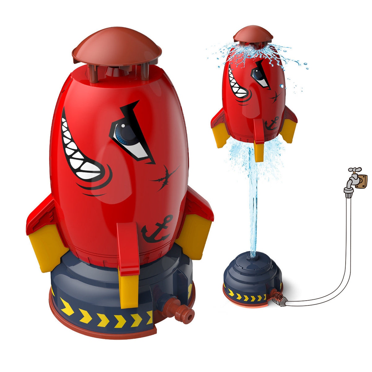 Water Rocket Launcher Toy with Adjustable Launch Base, Red