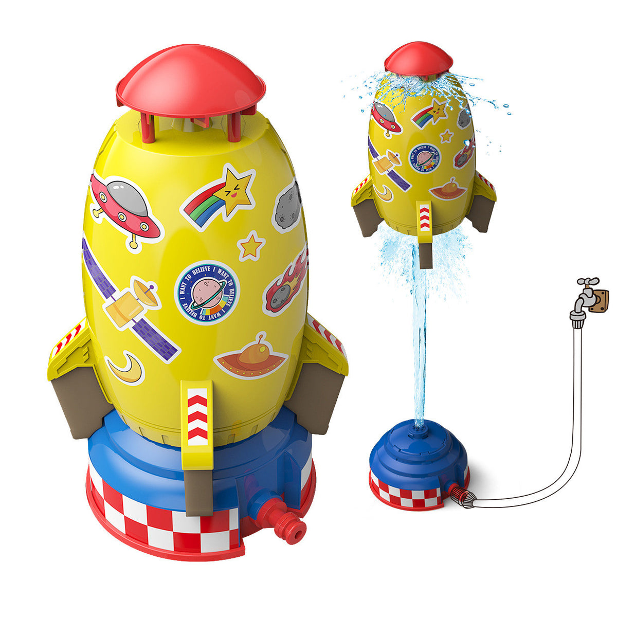 Water Rocket Launcher Toy with Adjustable Launch Base, Yellow
