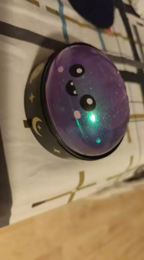 Customer photo: purple glitter ghost Halloween dumpling squishy in its blind box