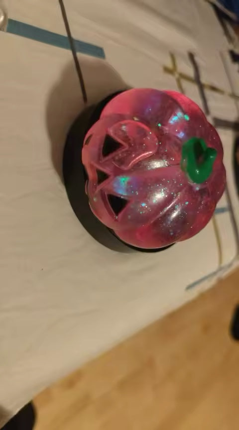 Customer photo: pink glitter pumpkin Halloween dumpling squishy in its blind box