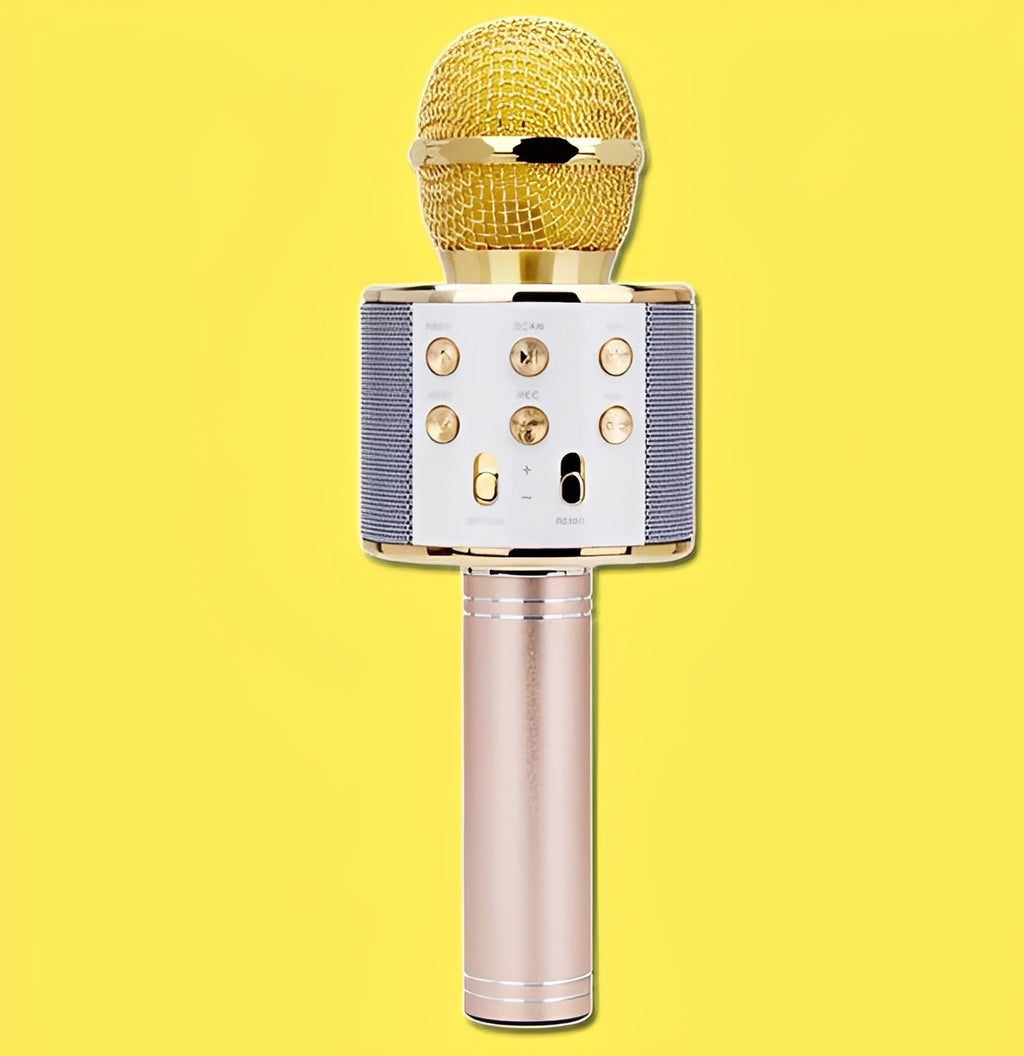 Wireless Karaoke Microphone with Bluetooth Speaker, Gold