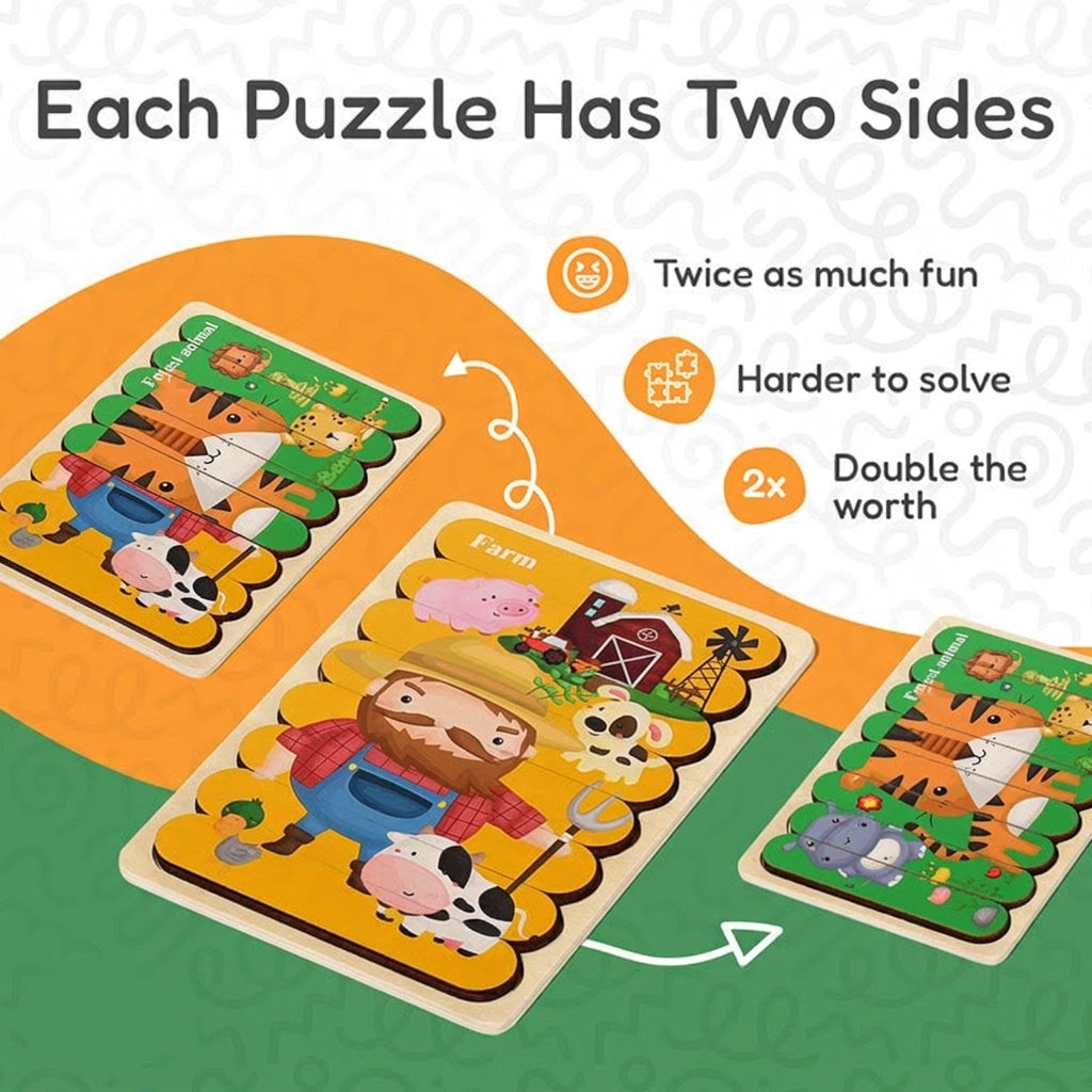 Montessori Double-Sided Puzzles (5 Pack)
