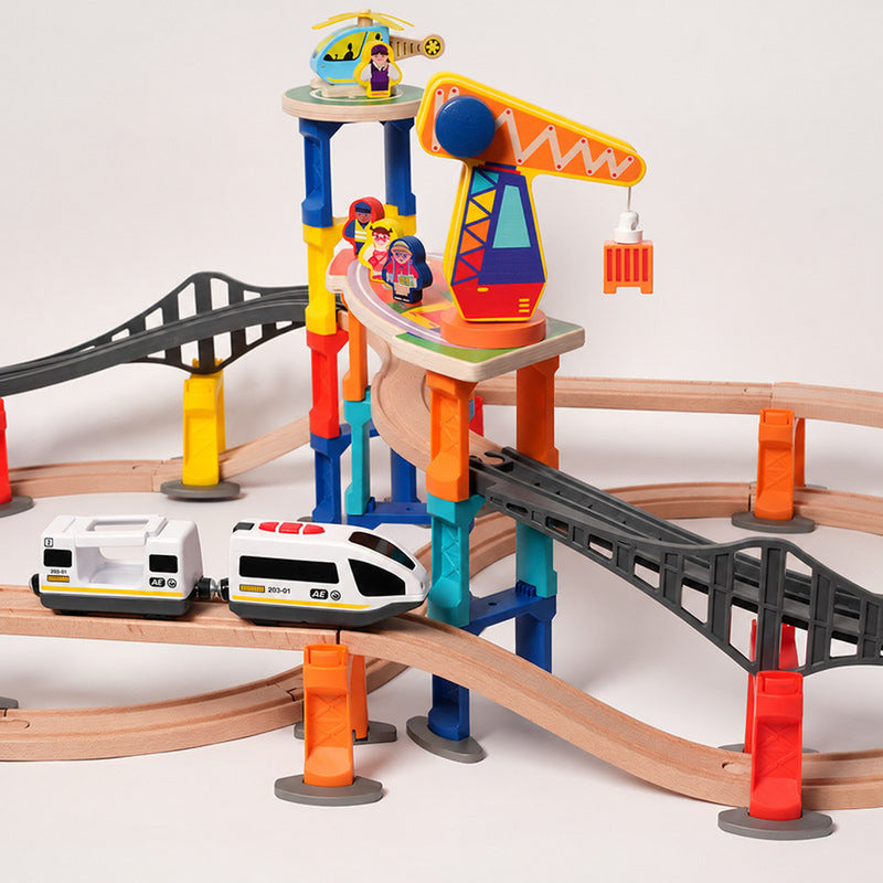 Montessori Crane & Train Magnetic Playset