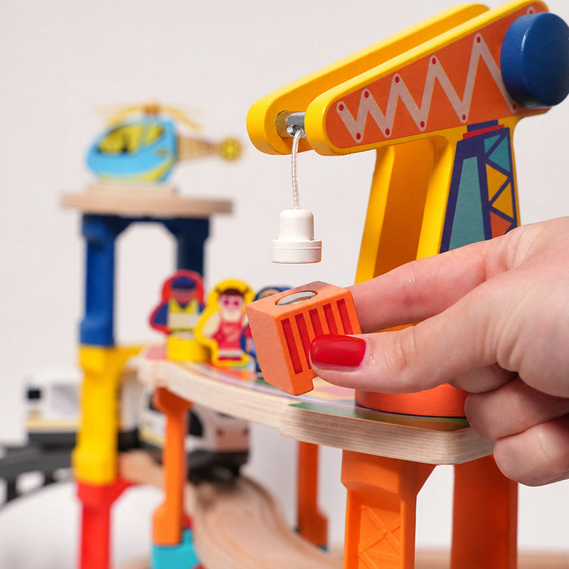Montessori Crane & Train Magnetic Playset