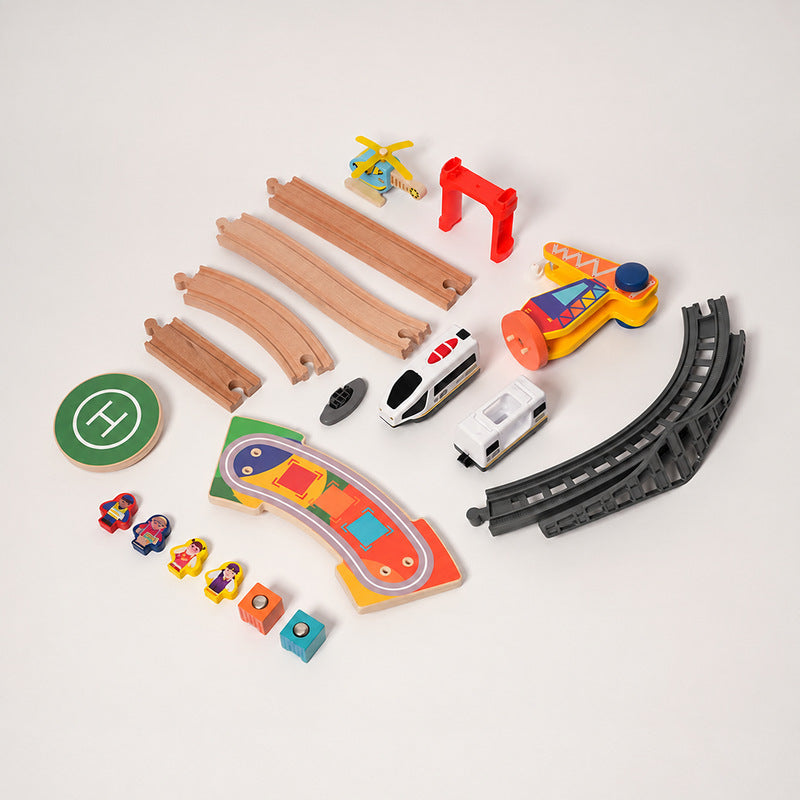 Montessori Crane & Train Magnetic Playset