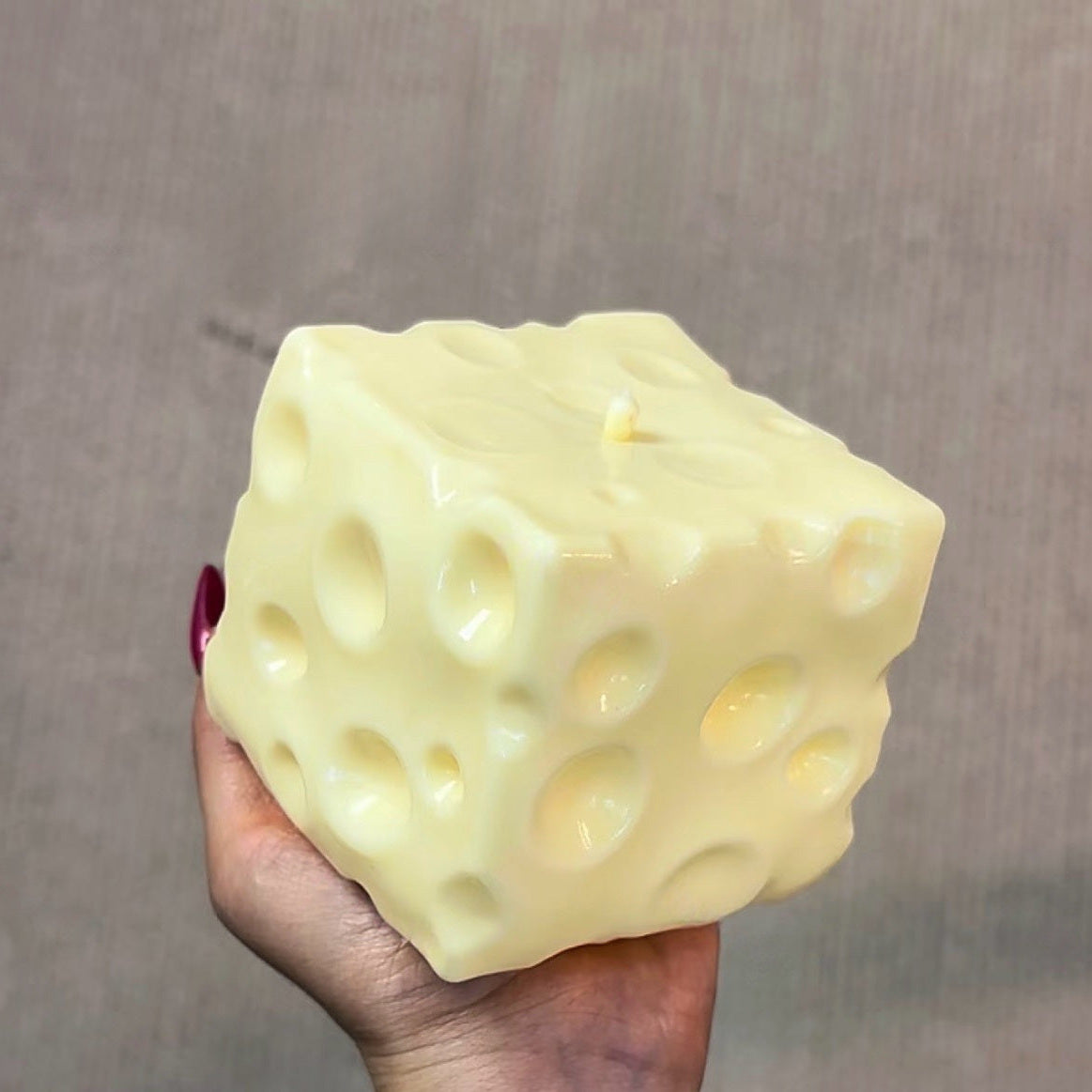Close up of the cheese squishy holes